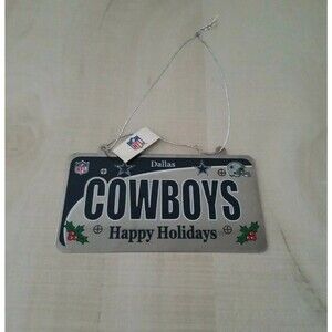 Nfl Dallas Cowboys Happy Holidays Metal Plate Ornament-Christmas-Pre-owned
